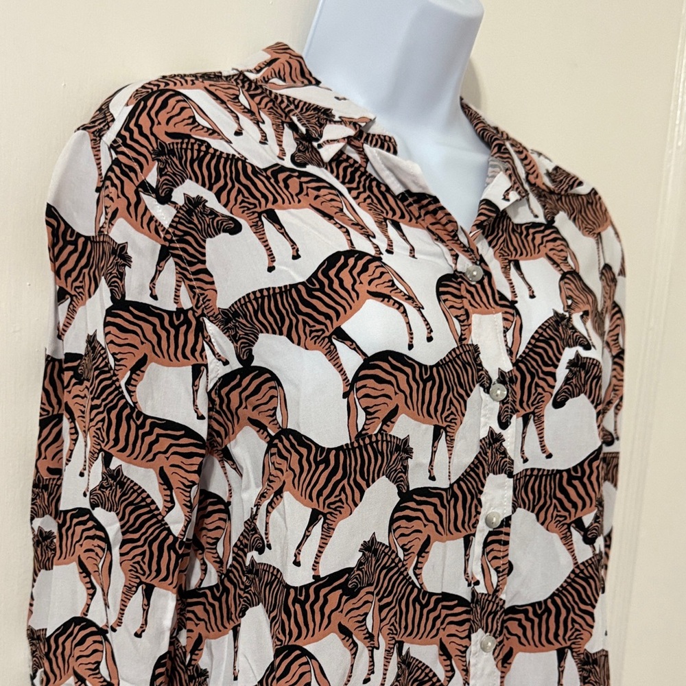 *Last Chance* Jane and Delancey Zebra Print Button Down Shirt - Picture 6 of 15